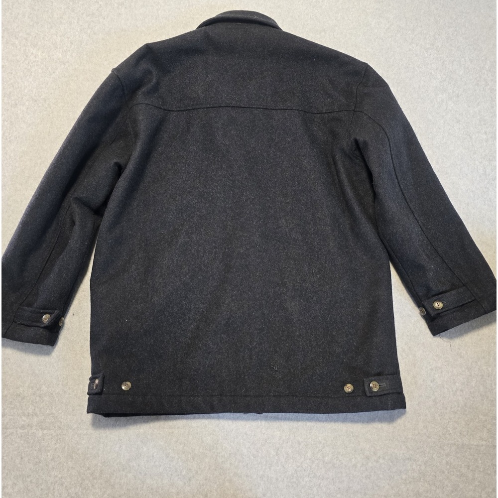 Geo Collection Mens Charcoal Wool Blend Coat L Heavy Winter Professional Classy - Picture 10 of 16